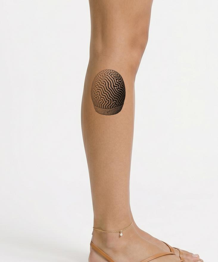 Tattooillustrasjon av en hjernekorallkoloni