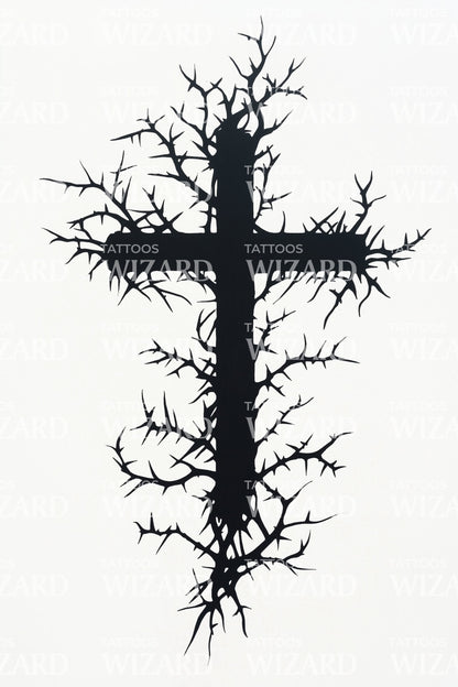 Design de tatouage croix ombre de ronce