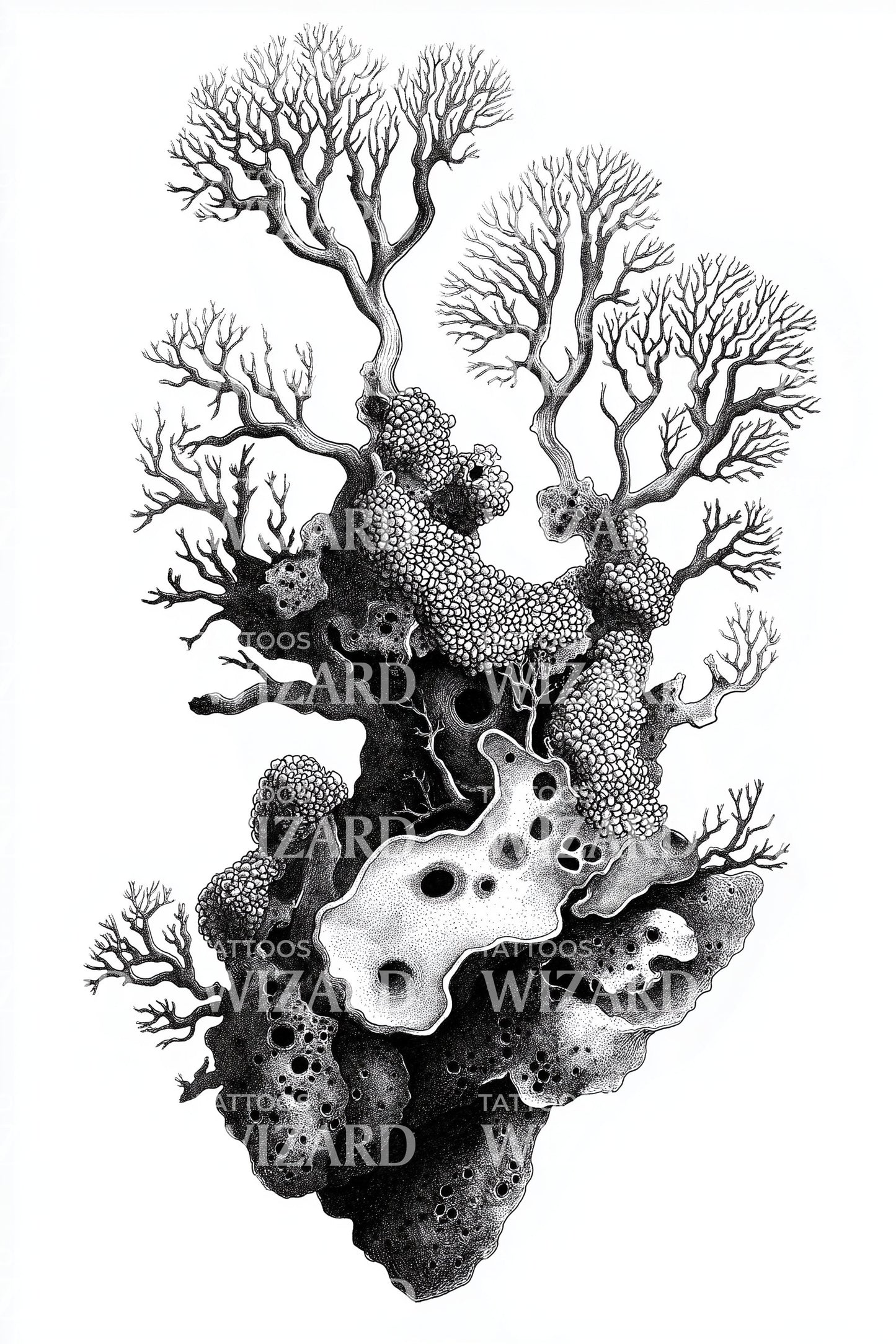 Branching Lichen Reef Tattoo Design