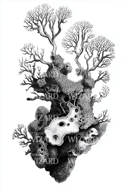 Branching Lichen Reef Tattoo Design