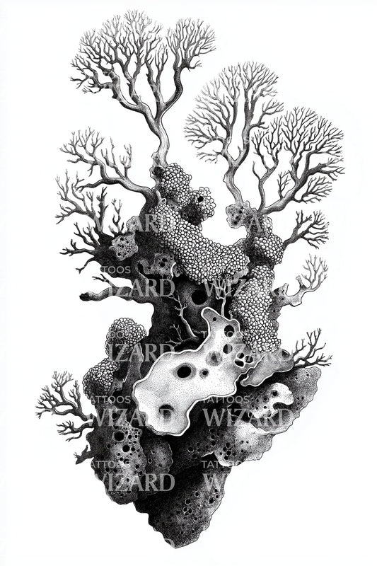 Branching Lichen Reef Tattoo Design