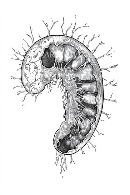 Branching Mitochondria Tattoo Illustration