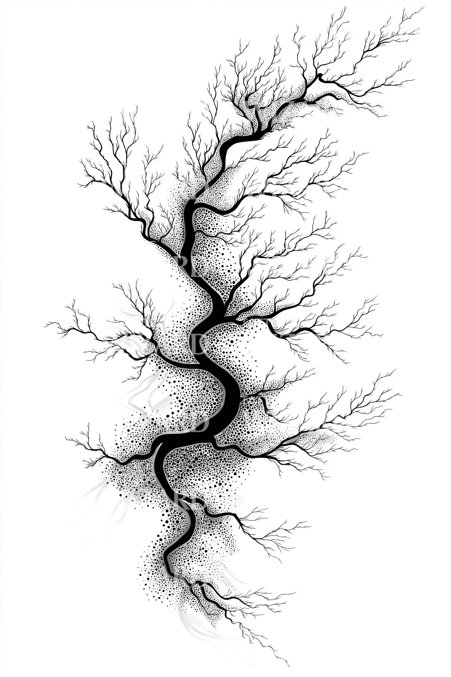 Branching River Veins Tattoo Design