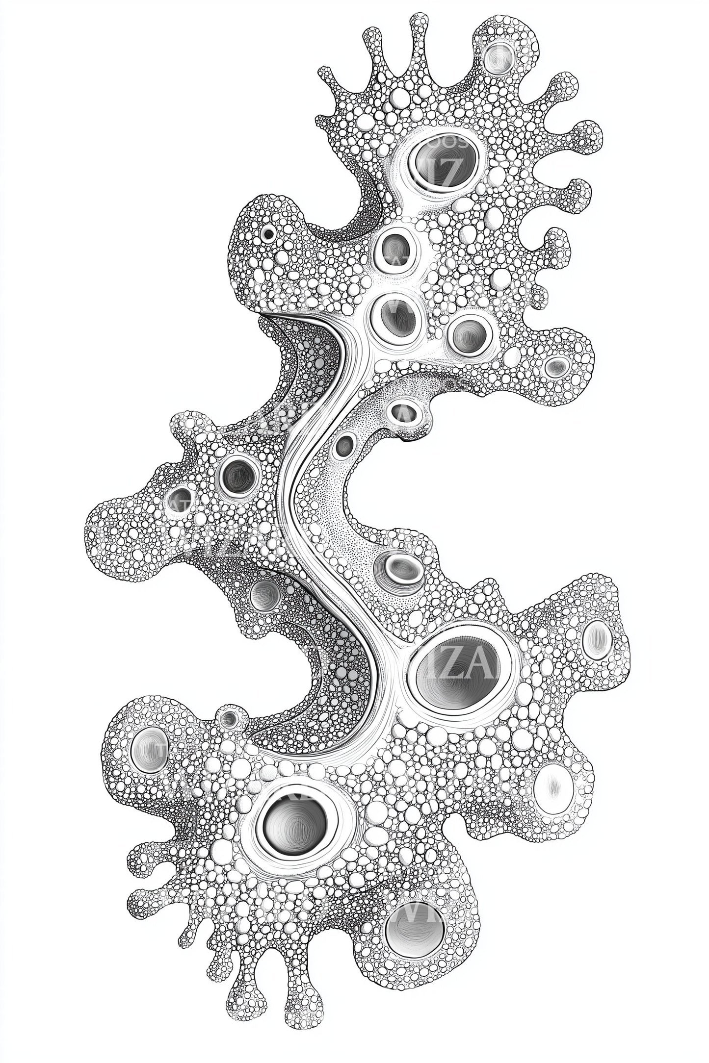 Branching Spore Colony Tattoo Illustration