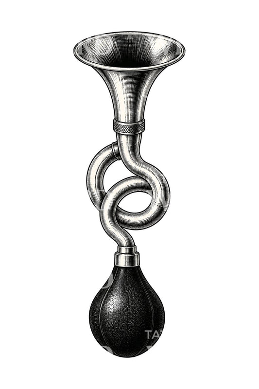 Brass Bulb Horn Tattoo Design