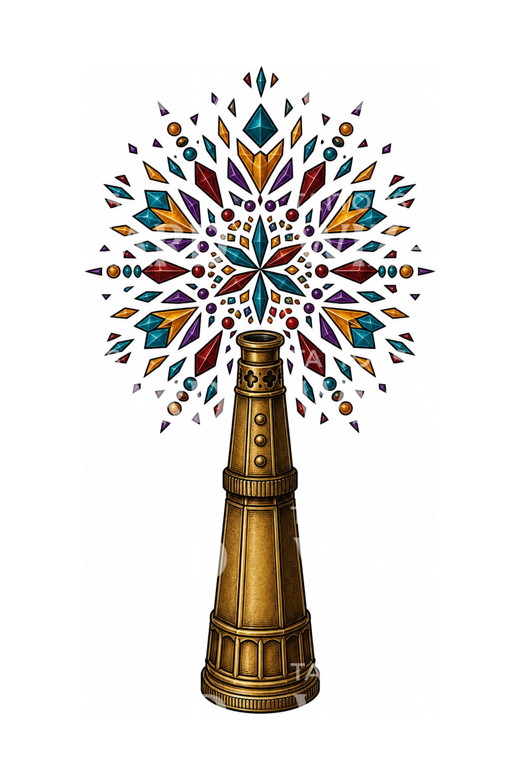 Design de tatuagem de mandala caleidoscópica em latão