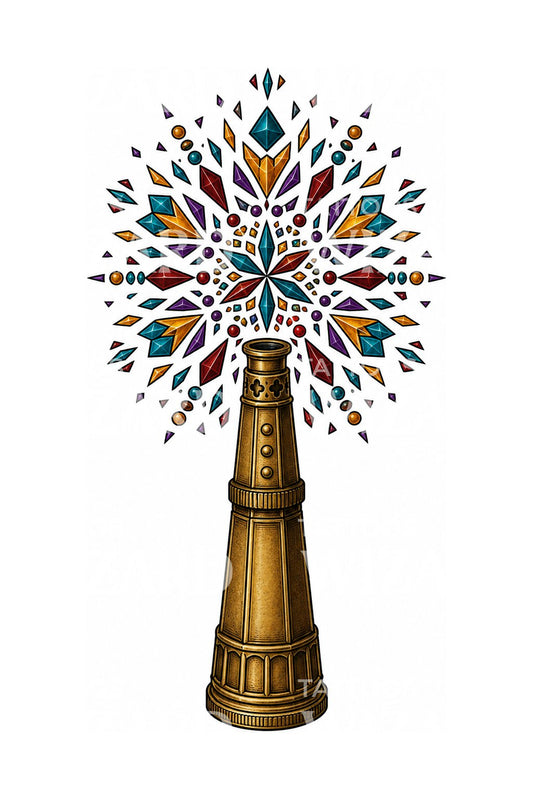 Design de tatuagem de mandala caleidoscópica em latão