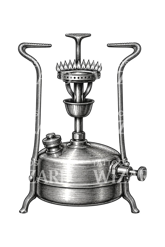 Brass Pressure Camp Stove Tattoo Design