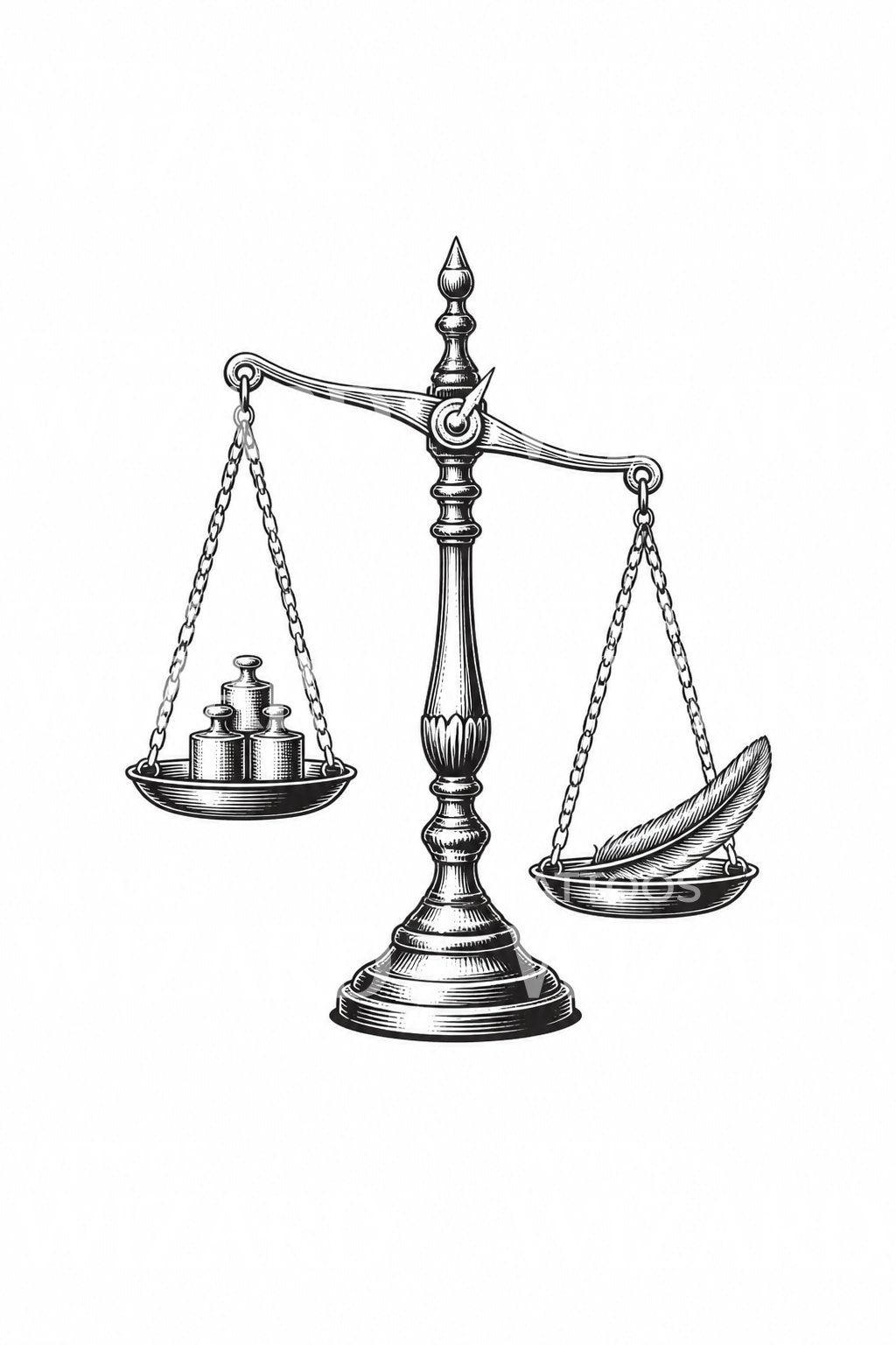 Brass Scales Weighing a Feather Tattoo Idea