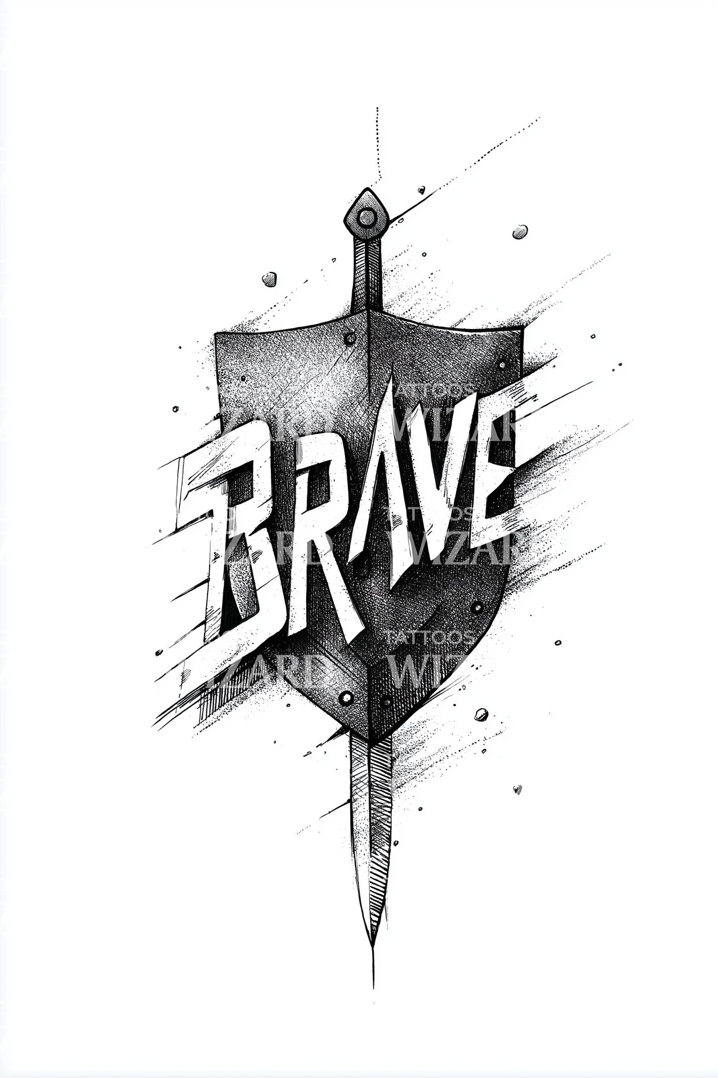 Brave Heraldic Shield Tattoo Design