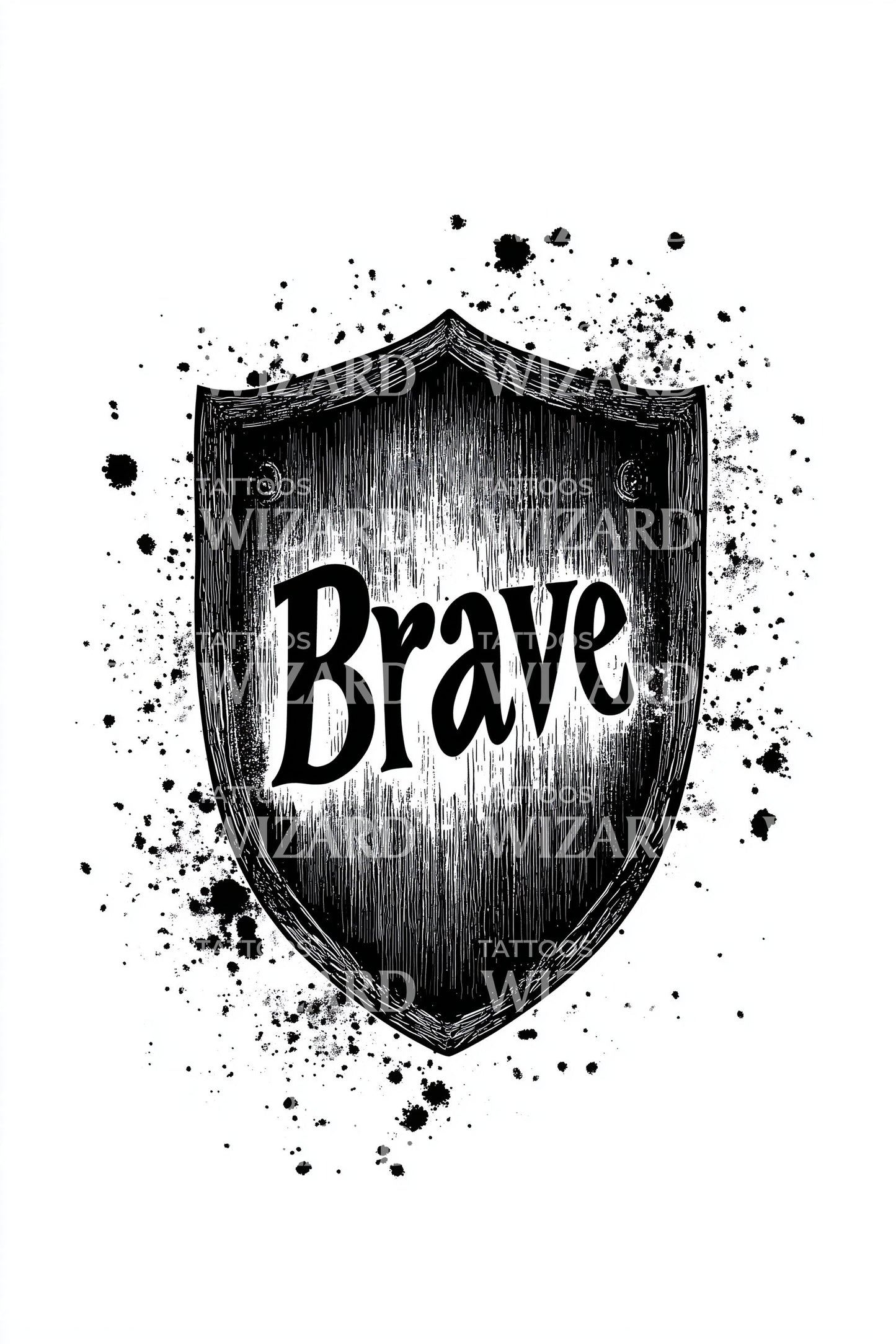 Brave Shield Splatter Tattoo Design