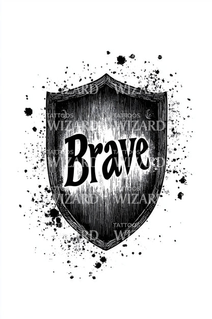 Brave Shield Splatter Tattoo Design