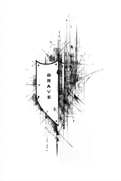 Brave Vertical Crest Tattoo Illustration