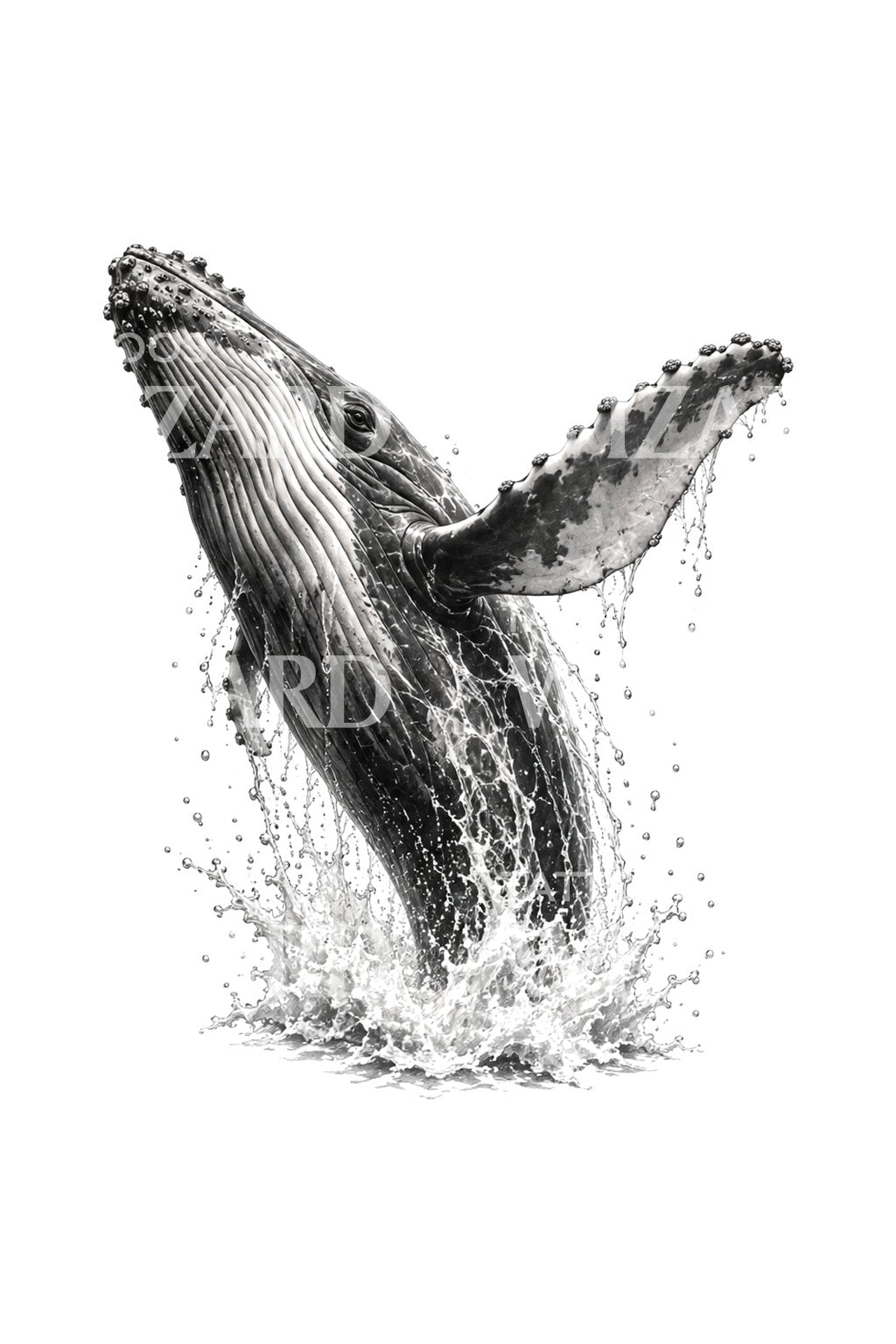 Breaching Humpback Whale Tattoo Design