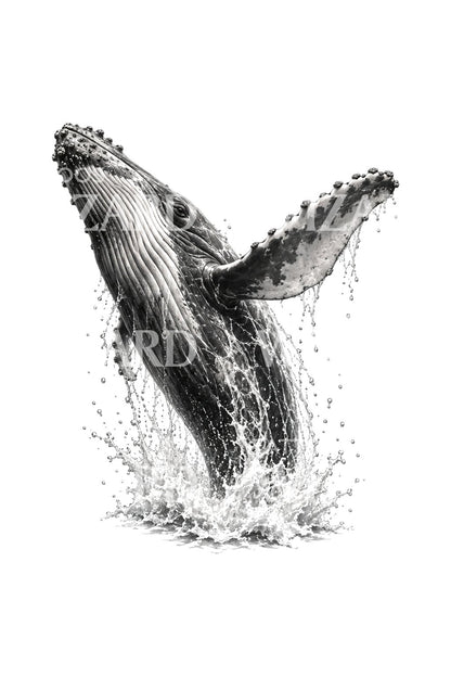 Breaching Humpback Whale Tattoo Design