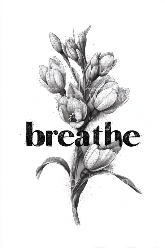Breathe Jasmine Sketch Tattoo Idea