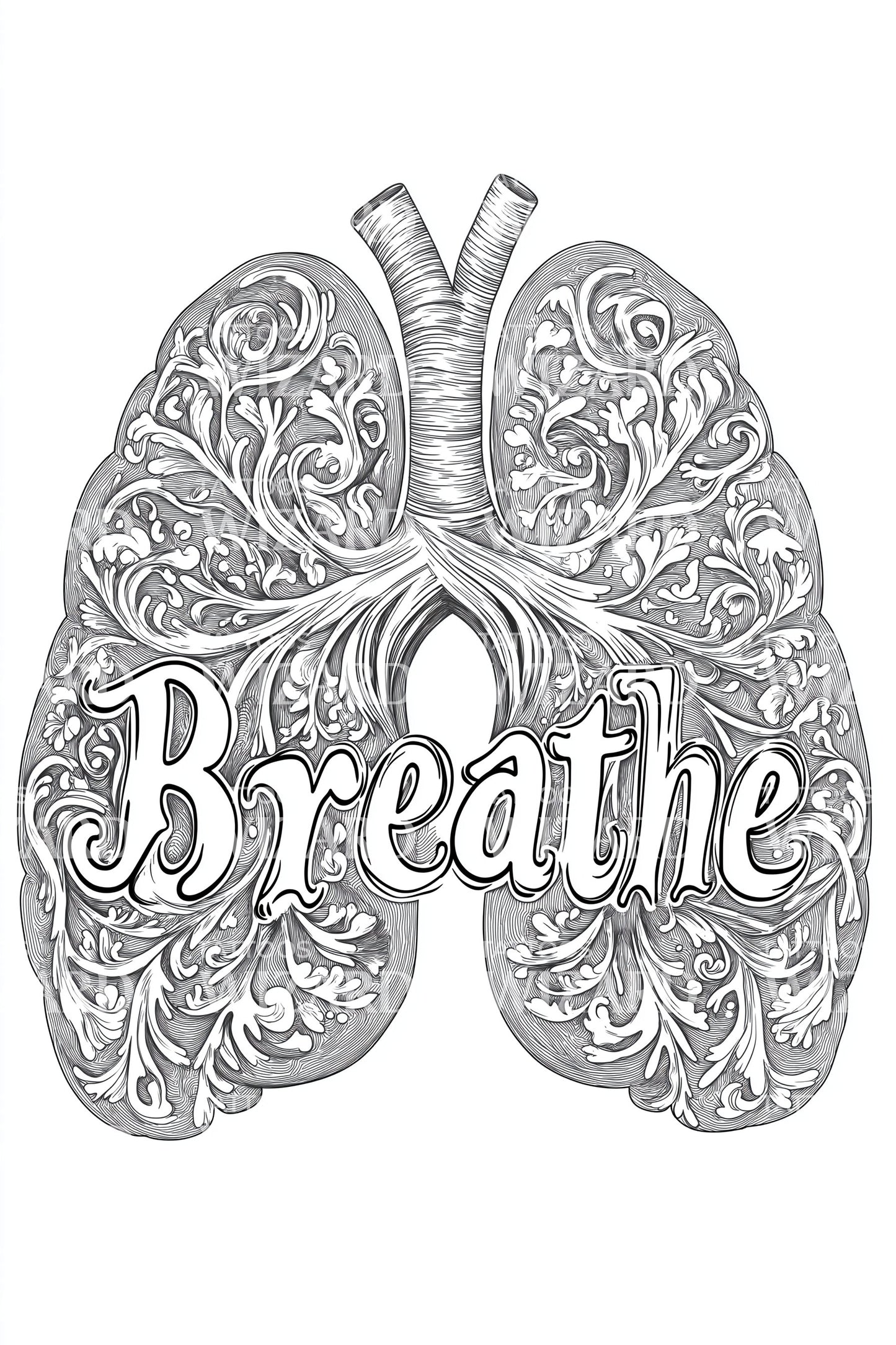 Breathe Lungs Illustration Tattoo Design