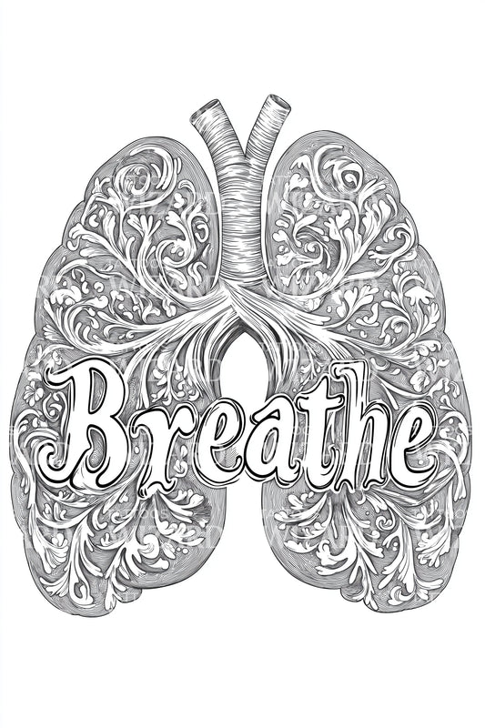 Breathe Lungs Illustration Tattoo Design