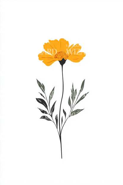 明亮万寿菊嫩芽纹身设计