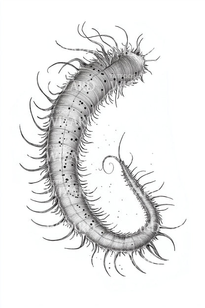 Bristle Worm Curl Tattoo Design