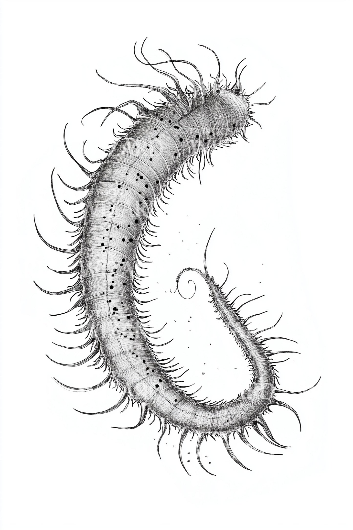 Bristle Worm Curl Tattoo Design