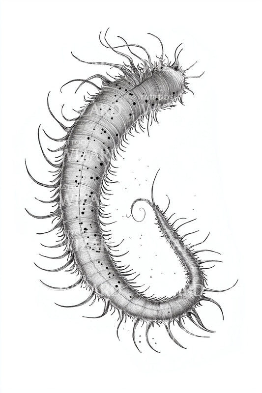 Bristle Worm Curl Tattoo Design
