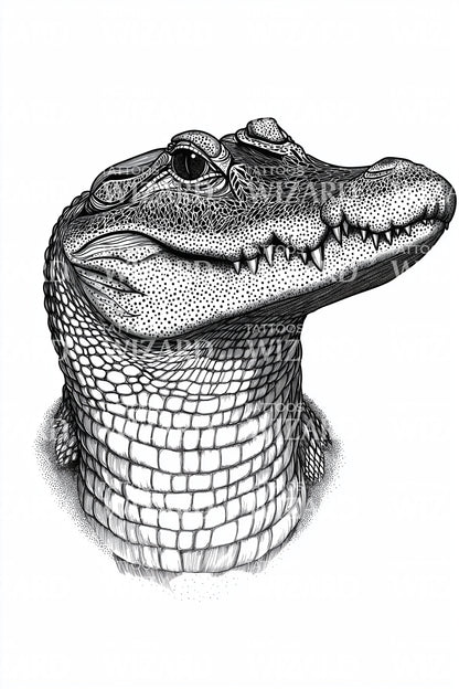 Broad Alligator Head Tattoo Idea