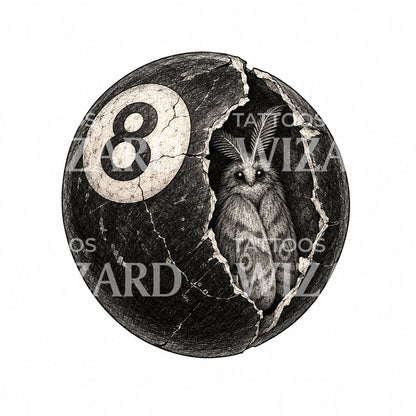 Design de tatuagem de bola 8 partida