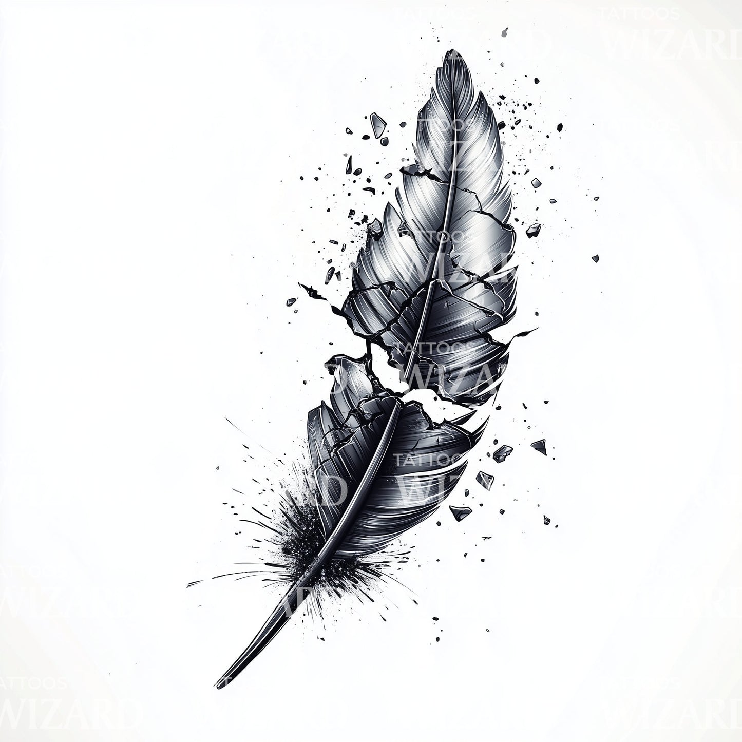 Broken Feather Symbol Tattoo Design