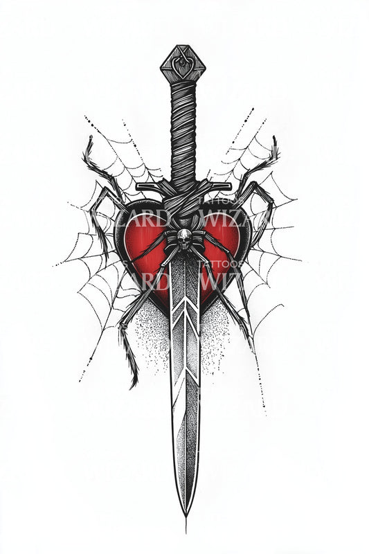 Broken Heart Sword Tattoo Design