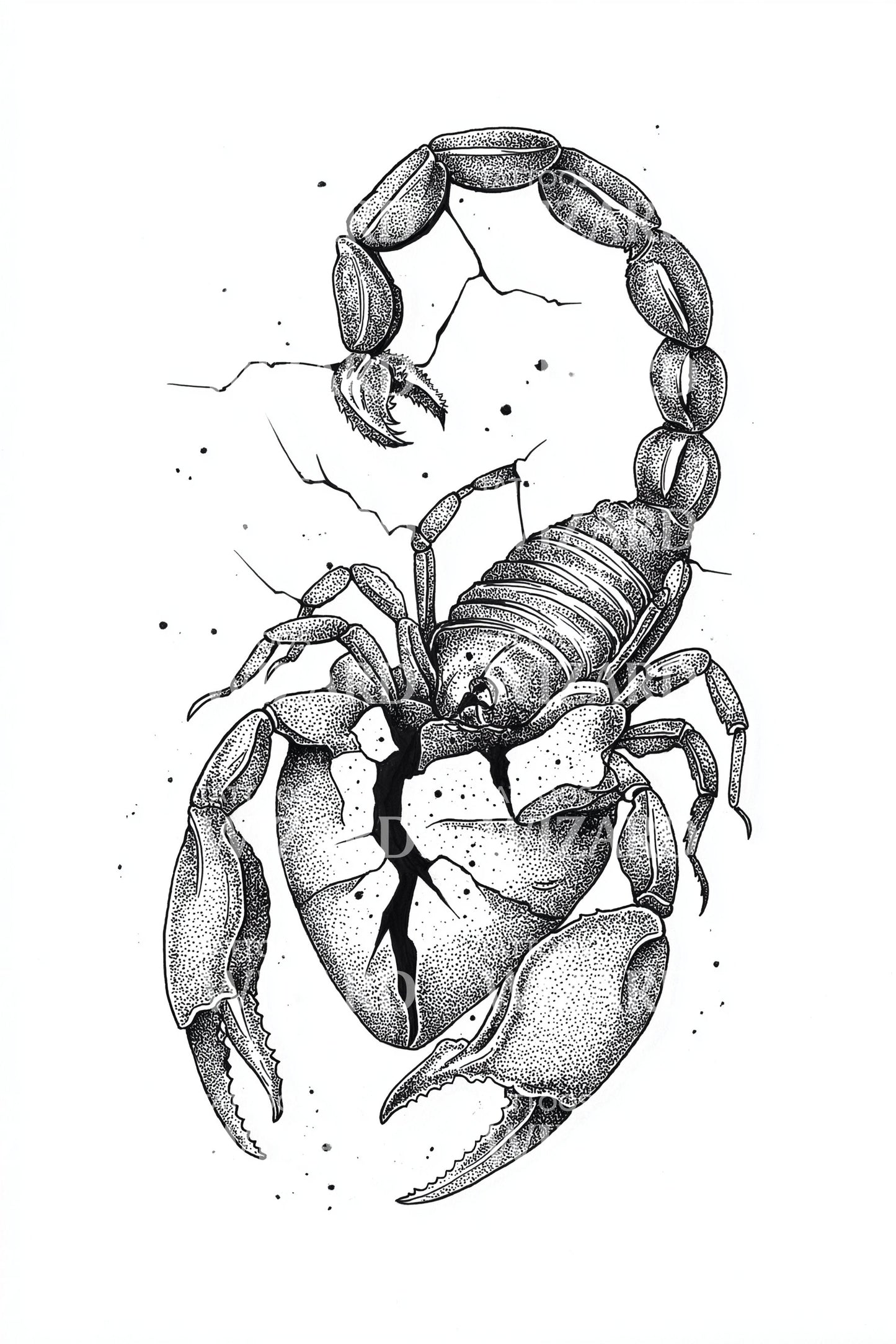 Broken Shell Scorpion Tattoo Design