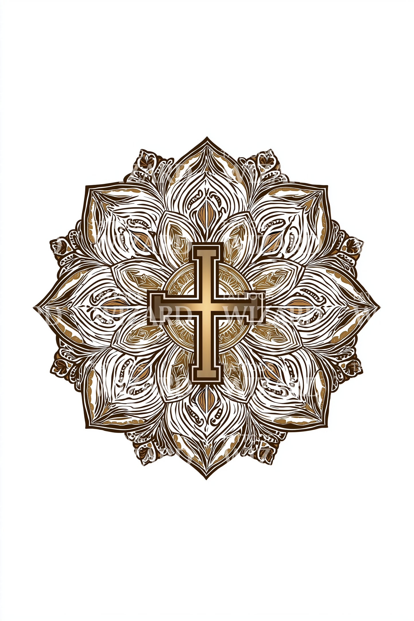 Bronze Medallion Cross Tattoo Design