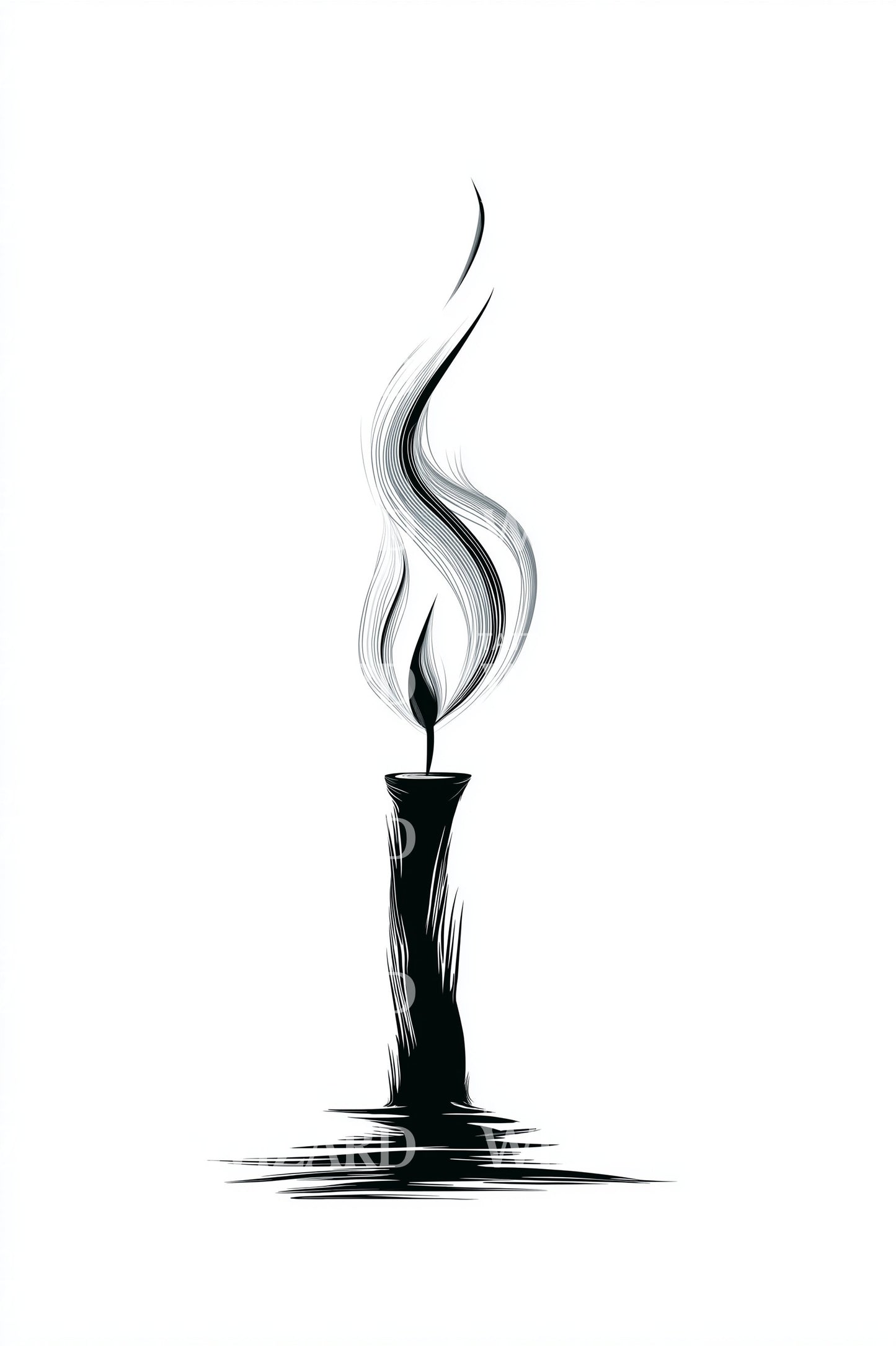 Brushstroke Candle Glow Tattoo Illustration