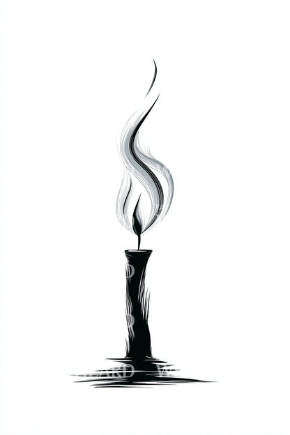 Brushstroke Candle Glow Tattoo Illustration