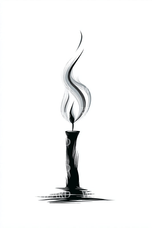 Brushstroke Candle Glow Tattoo Illustration