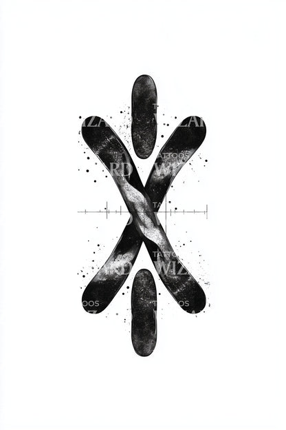 Brushstroke Chromosome Glyph Tattoo Design