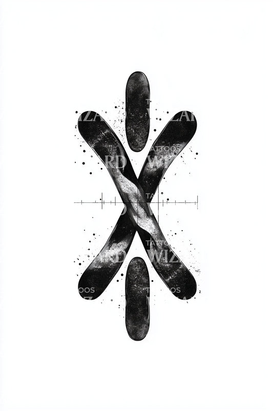 Brushstroke Chromosome Glyph Tattoo Design