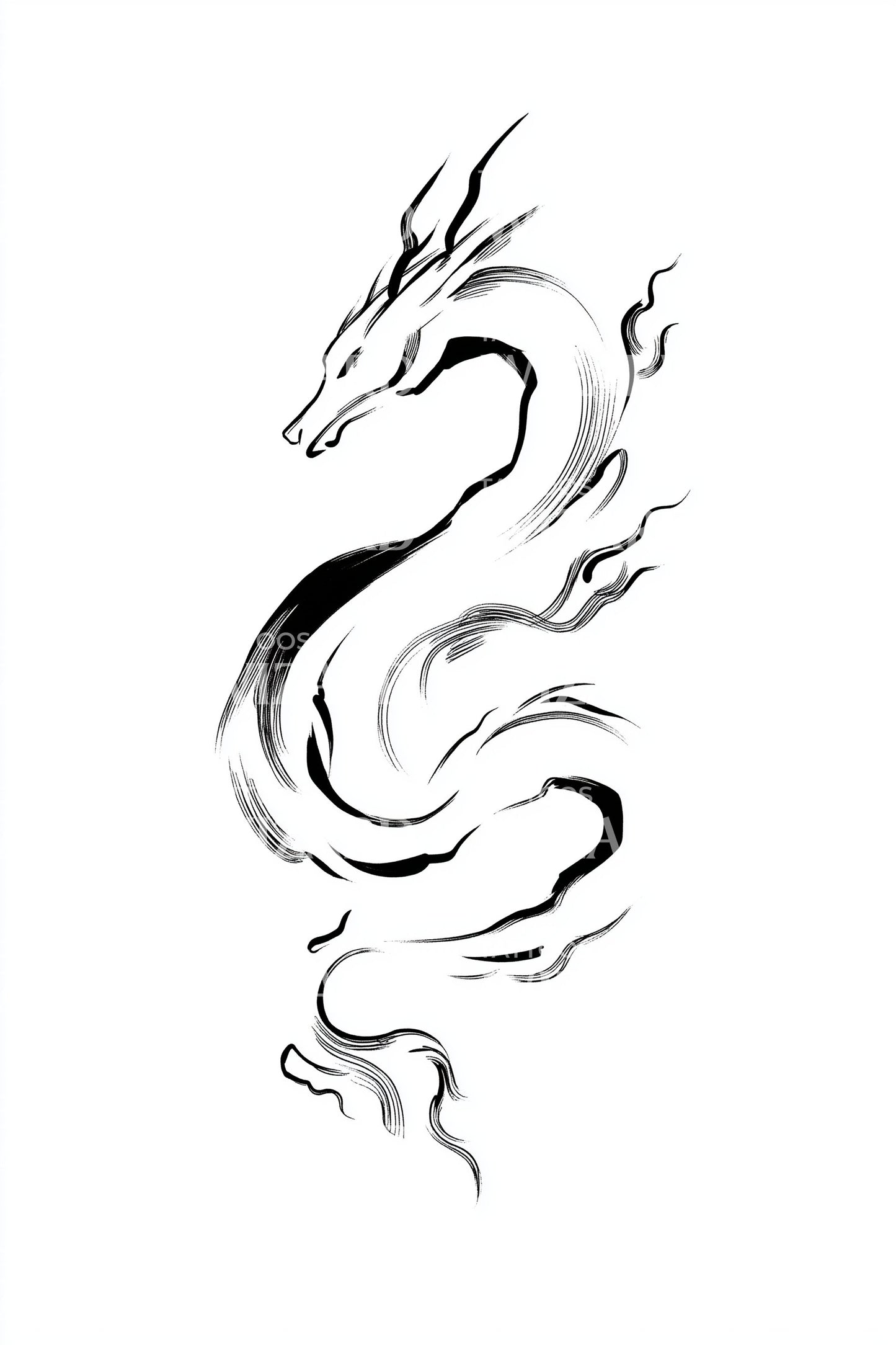 Brushstroke Dragon Spirit Tattoo Design