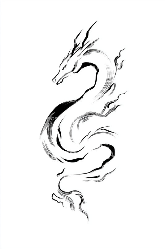 Brushstroke Dragon Spirit Tattoo Design