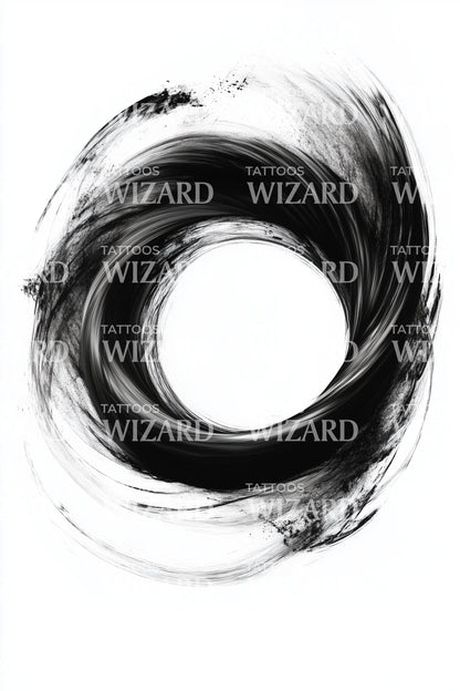 Brushstroke Energy Circle Tattoo Illustration