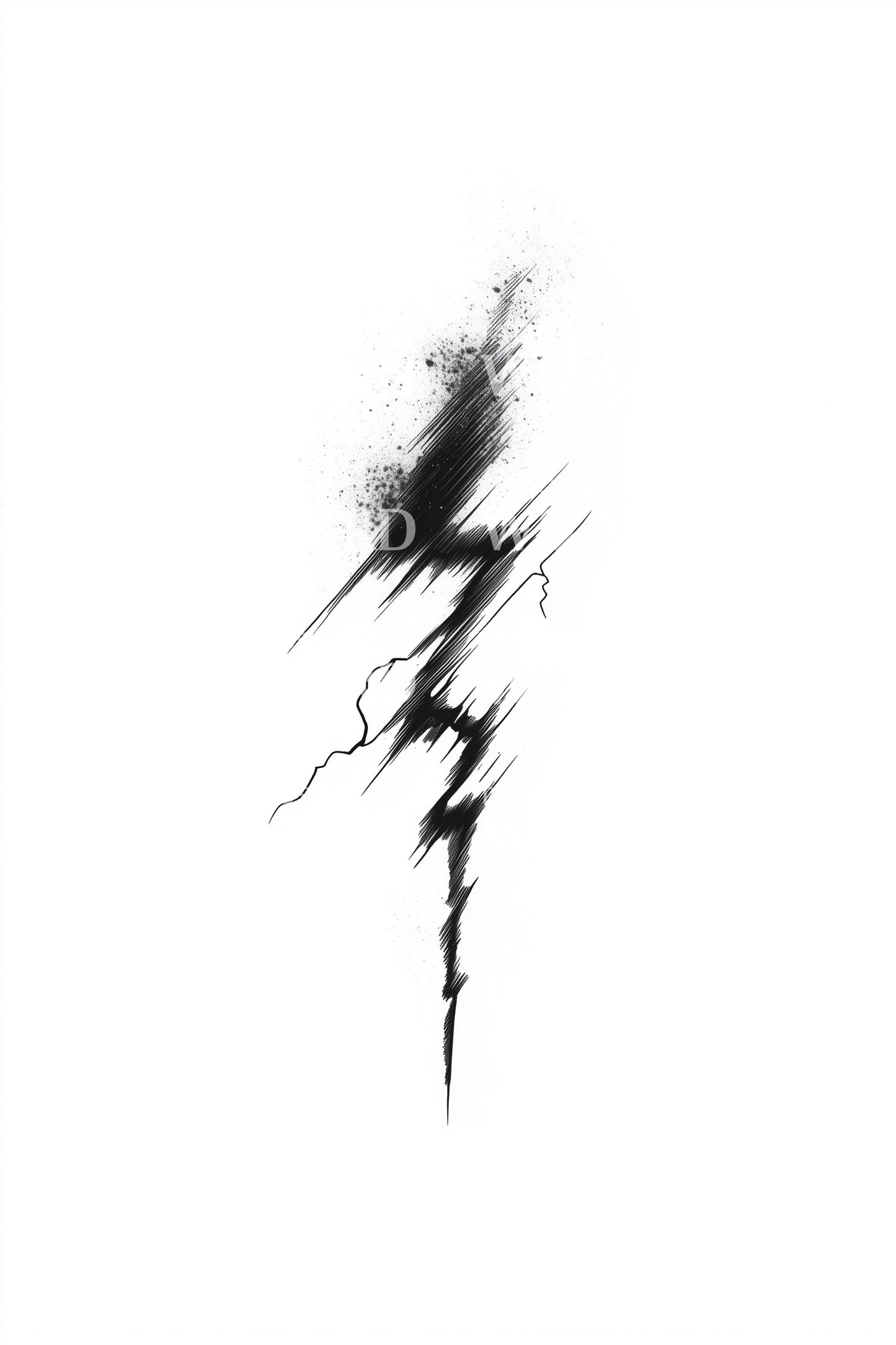 Brushstroke Lightning Bolt Tattoo Design