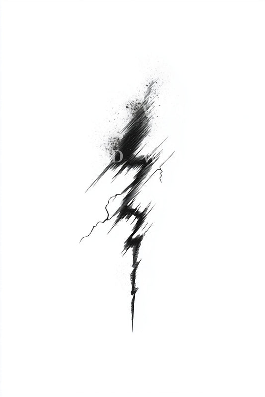 Brushstroke Lightning Bolt Tattoo Design