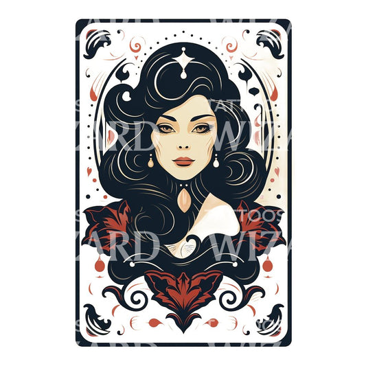 Tarot Card Witch Tattoo Design