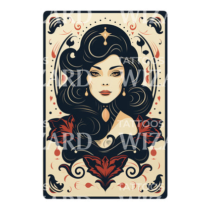 Tarot Card Witch Tattoo Design