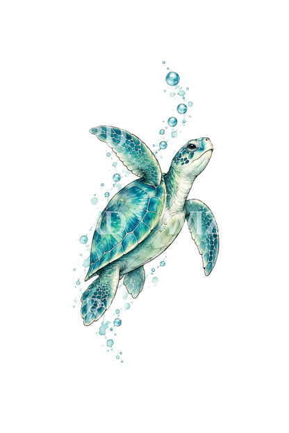 Tetování želvy Aqua Wash se stopou bublinek