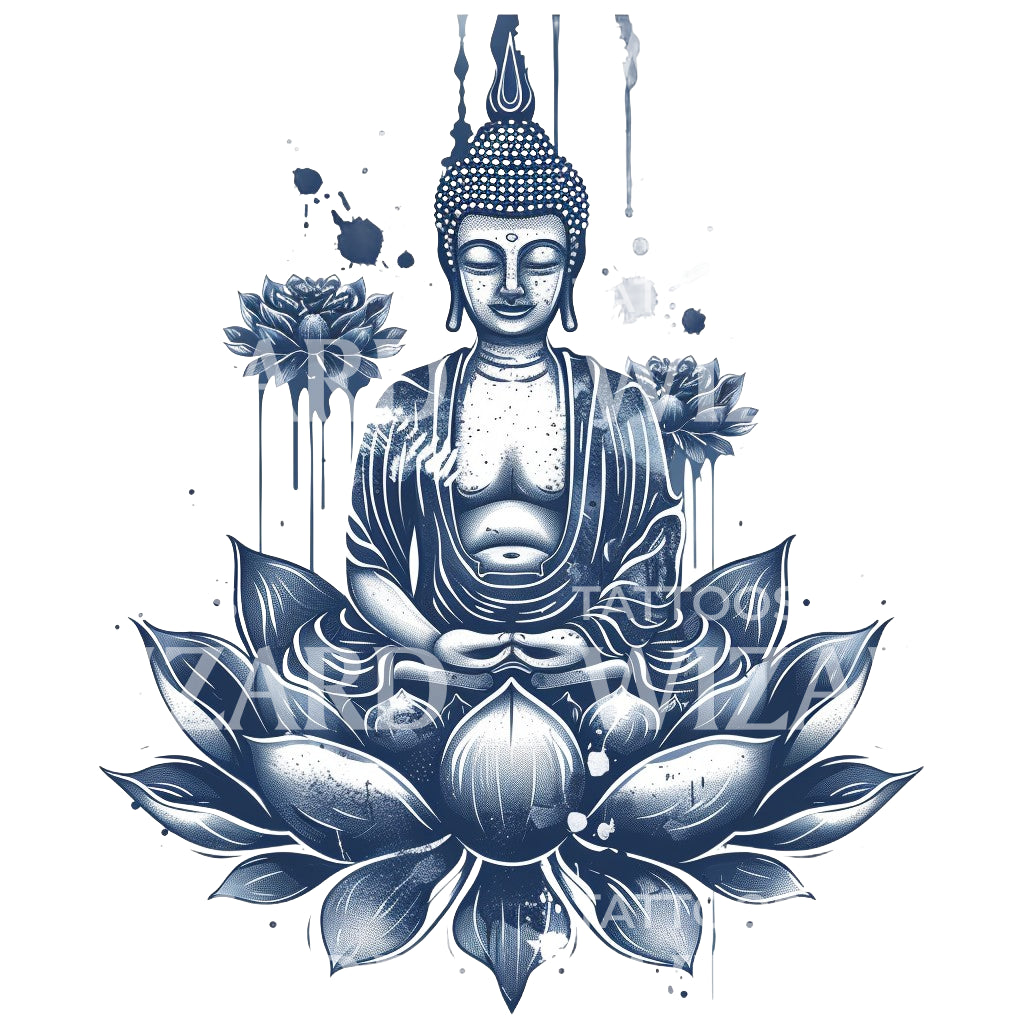 Conception de tatouage de Bouddha dans le lotus