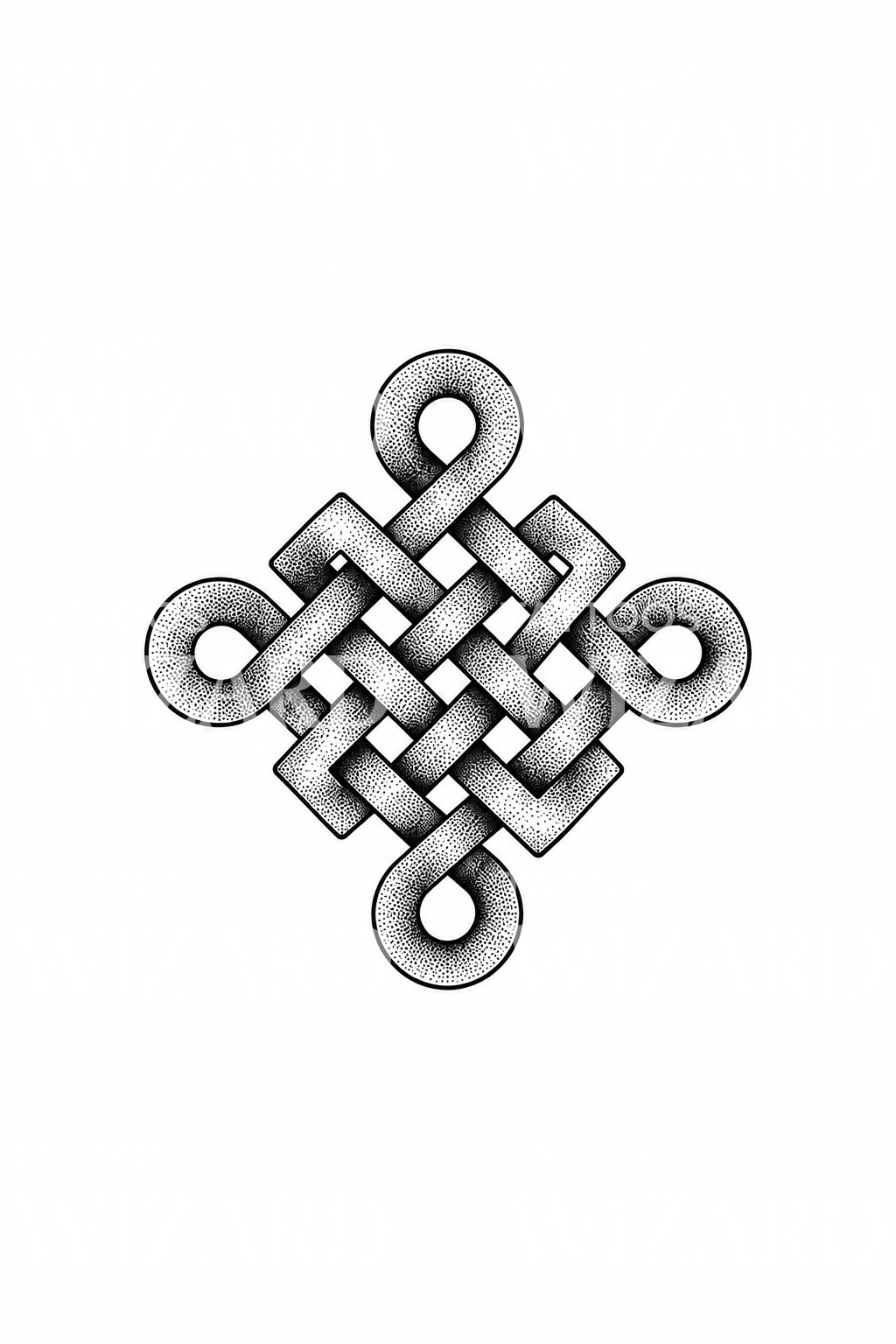 Buddhist Endless Knot Stipple Tattoo Design