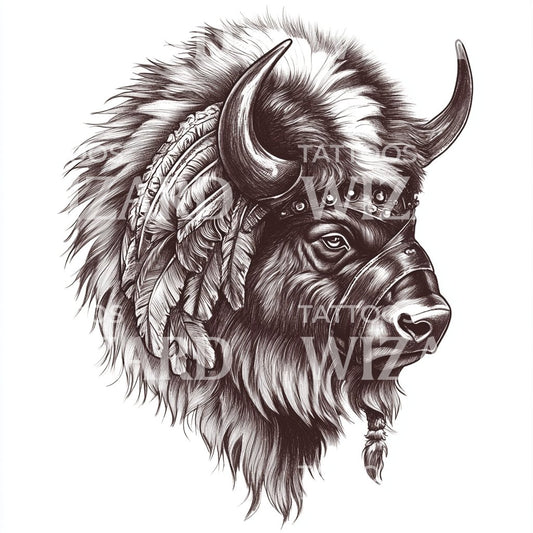 Idée de tatouage Esprit Guerrier Bison