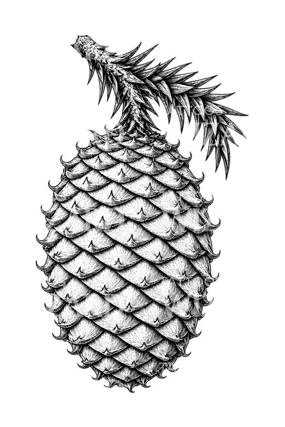 Ilustrasi Tato Kerucut Pinus Bunya