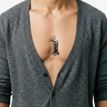 Eriyen mum dotwork dövme fikri